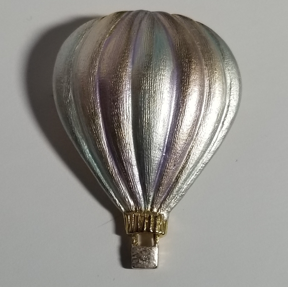 Relisted - Vintage hot air balloon brooch pastel pin flying jewelry - Picture 5 of 9